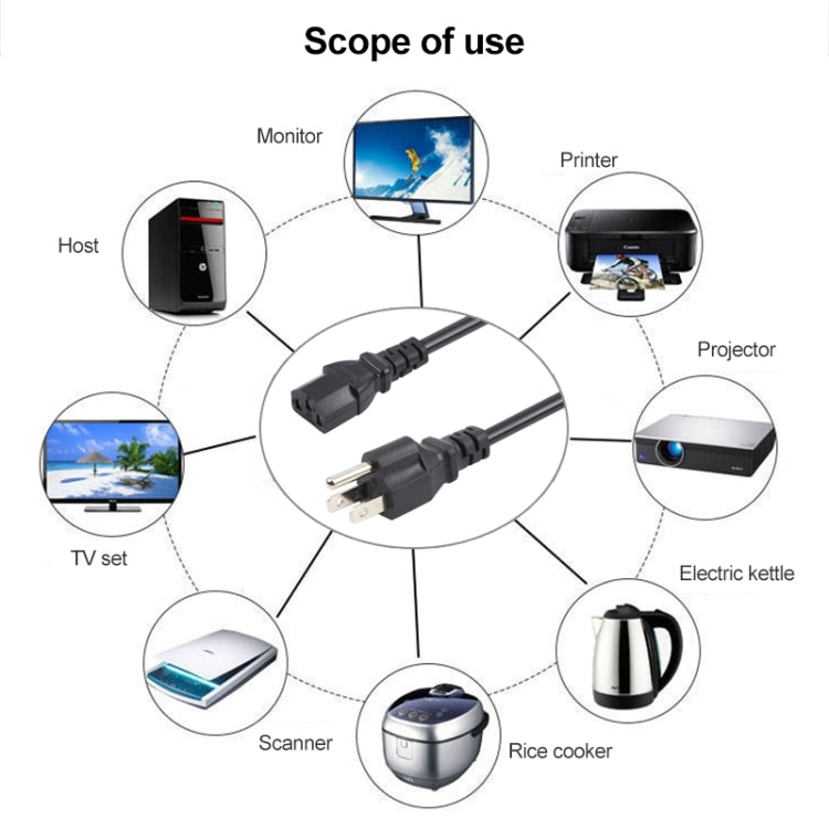 US Plug Computer PC Power Cord 3 Pin Cable, Length:3m(Black) - Power Cord by PMC TechLife | Online Shopping South Africa | PMC TechLife | Buy Now Pay Later Mobicred