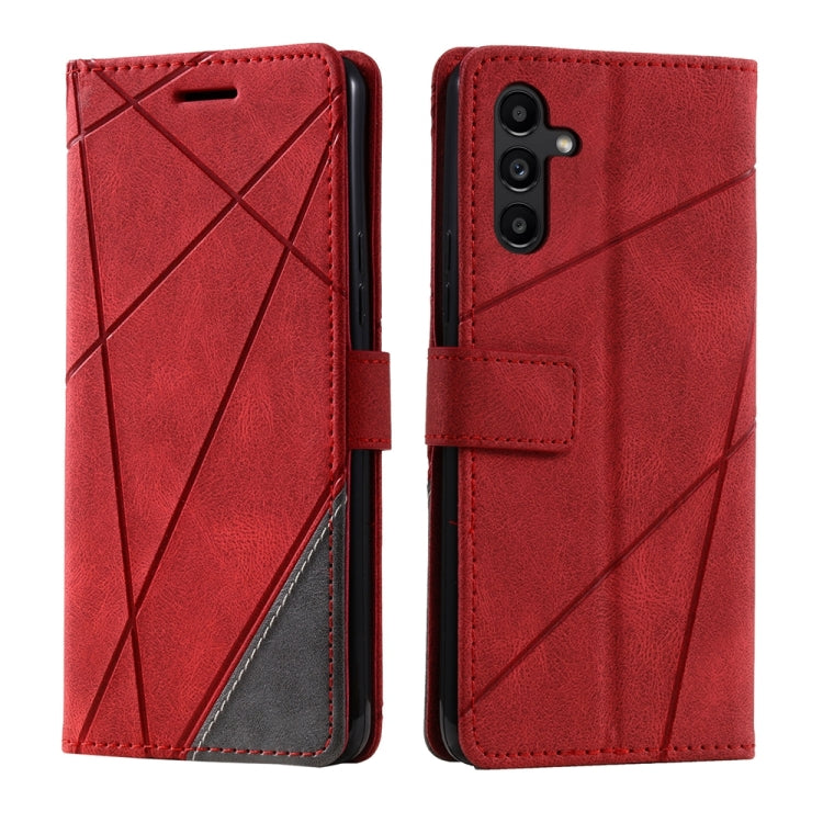 For Samsung Galaxy S25+ 5G Skin Feel Splicing Leather Phone Case(Red) - Galaxy S25+ 5G Cases by PMC Jewellery | Online Shopping South Africa | PMC Jewellery | Buy Now Pay Later Mobicred