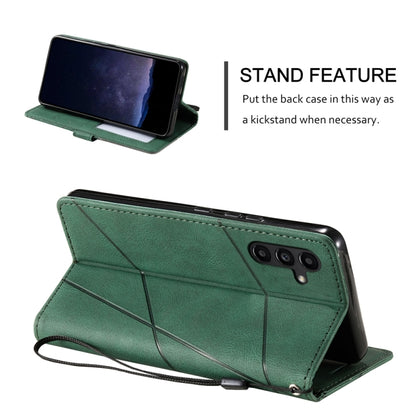 For Samsung Galaxy S25+ 5G Skin Feel Splicing Leather Phone Case(Green) - Galaxy S25+ 5G Cases by PMC Jewellery | Online Shopping South Africa | PMC Jewellery | Buy Now Pay Later Mobicred