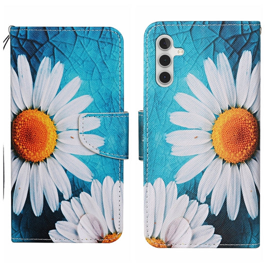 For Samsung Galaxy S25 5G Colored Drawing Pattern Leather Phone Case(Chrysanthemum) - Galaxy S25 5G Cases by PMC Jewellery | Online Shopping South Africa | PMC Jewellery | Buy Now Pay Later Mobicred