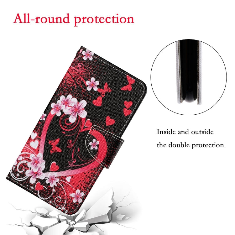 For Samsung Galaxy S25 5G Colored Drawing Pattern Leather Phone Case(Red Heart) - Galaxy S25 5G Cases by PMC Jewellery | Online Shopping South Africa | PMC Jewellery | Buy Now Pay Later Mobicred