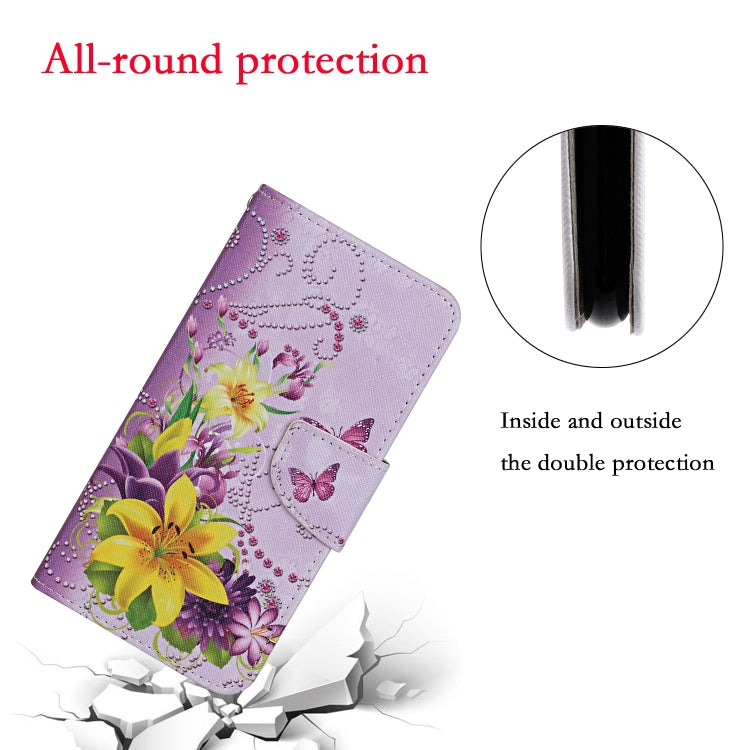 For Samsung Galaxy S25 Ultra 5G Colored Drawing Pattern Leather Phone Case(Yellow Flower Butterfly) - Galaxy S25 Ultra 5G Cases by PMC Jewellery | Online Shopping South Africa | PMC Jewellery | Buy Now Pay Later Mobicred
