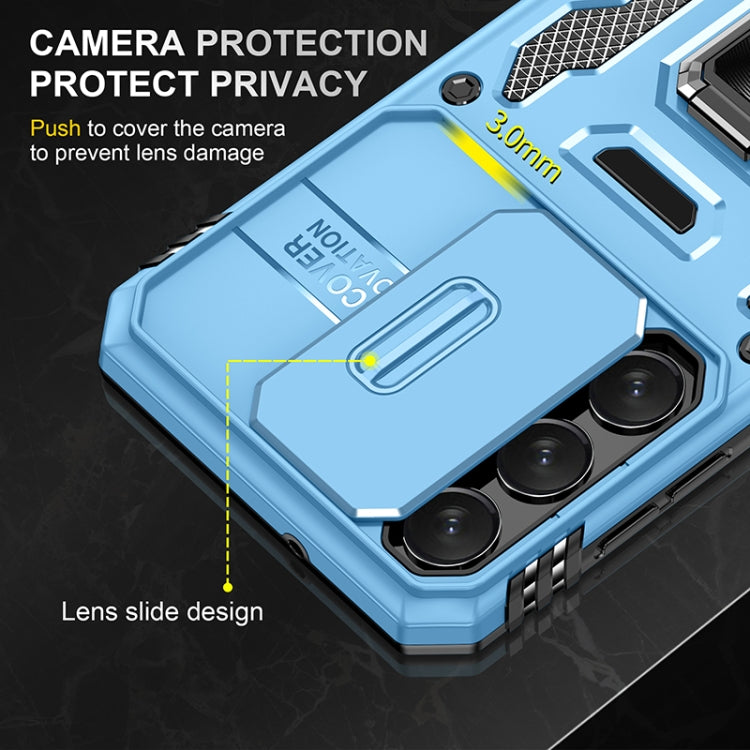 For Samsung Galaxy S25 5G Armor PC Hybrid TPU Camera Shield Phone Case(Light Blue) - Galaxy S25 5G Cases by PMC Jewellery | Online Shopping South Africa | PMC Jewellery | Buy Now Pay Later Mobicred