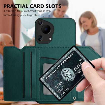 For Huawei Pura 70 Ultra Skin Feel Four Card Slots Phone Case with Wrist Strap(Green) - Huawei Cases by PMC Jewellery | Online Shopping South Africa | PMC Jewellery | Buy Now Pay Later Mobicred