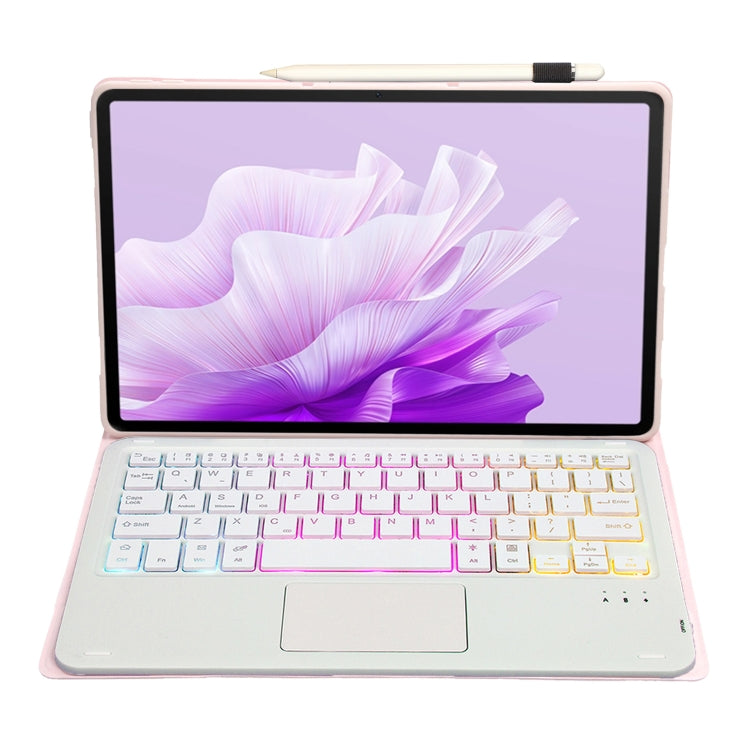 For Huawei MatePad 11.5 S 2024 AH20-AS Ultra-thin Detachable Backlight Bluetooth Keyboard Leather Tablet Case with Touchpad(Pink White) - Others Keyboard by PMC Jewellery | Online Shopping South Africa | PMC Jewellery | Buy Now Pay Later Mobicred