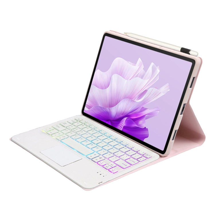 For Huawei MatePad 11.5 S 2024 AH20-AS Ultra-thin Detachable Backlight Bluetooth Keyboard Leather Tablet Case with Touchpad(Pink White) - Others Keyboard by PMC Jewellery | Online Shopping South Africa | PMC Jewellery | Buy Now Pay Later Mobicred