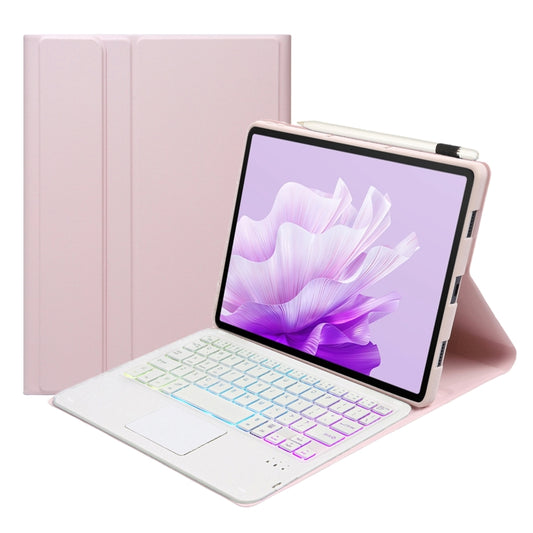 For Honor Pad X9 / X8 Pro 11.5 AH15-AS Ultra-thin Detachable Backlight Bluetooth Keyboard Leather Tablet Case with Touchpad(Pink White) - Others Keyboard by PMC Jewellery | Online Shopping South Africa | PMC Jewellery | Buy Now Pay Later Mobicred