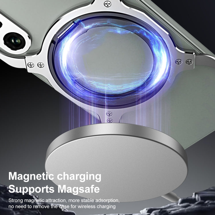 For Sony Xperia 1 V Mechanical Arm Borderless MagSafe Holder Metal Phone Case(Black Silver) - Sony Cases by PMC TechLife | Online Shopping South Africa | PMC TechLife | Buy Now Pay Later Mobicred