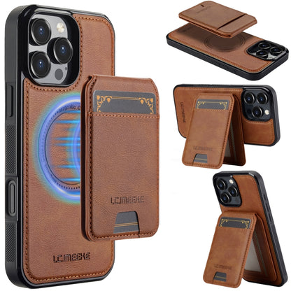 For iPhone 16 Pro Max LC.IMEEKE L3 Series Detachable RFID Card Bag Magsafe Phone Case(Brown) - iPhone 16 Pro Max Cases by LC.IMEEKE | Online Shopping South Africa | PMC Jewellery | Buy Now Pay Later Mobicred