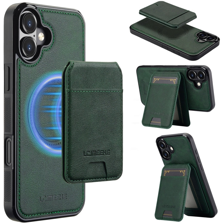 For iPhone 16 Plus LC.IMEEKE L3 Series Detachable RFID Card Bag Magsafe Phone Case(Green) - iPhone 16 Plus Cases by LC.IMEEKE | Online Shopping South Africa | PMC Jewellery | Buy Now Pay Later Mobicred