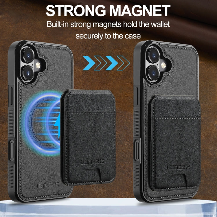 For iPhone 16 LC.IMEEKE L3 Series Detachable RFID Card Bag Magsafe Phone Case(Black) - iPhone 16 Cases by LC.IMEEKE | Online Shopping South Africa | PMC Jewellery | Buy Now Pay Later Mobicred
