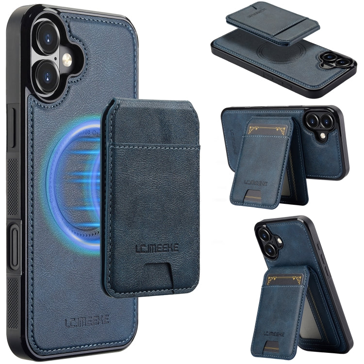 For iPhone 16 LC.IMEEKE L3 Series Detachable RFID Card Bag Magsafe Phone Case(Blue) - iPhone 16 Cases by LC.IMEEKE | Online Shopping South Africa | PMC Jewellery | Buy Now Pay Later Mobicred