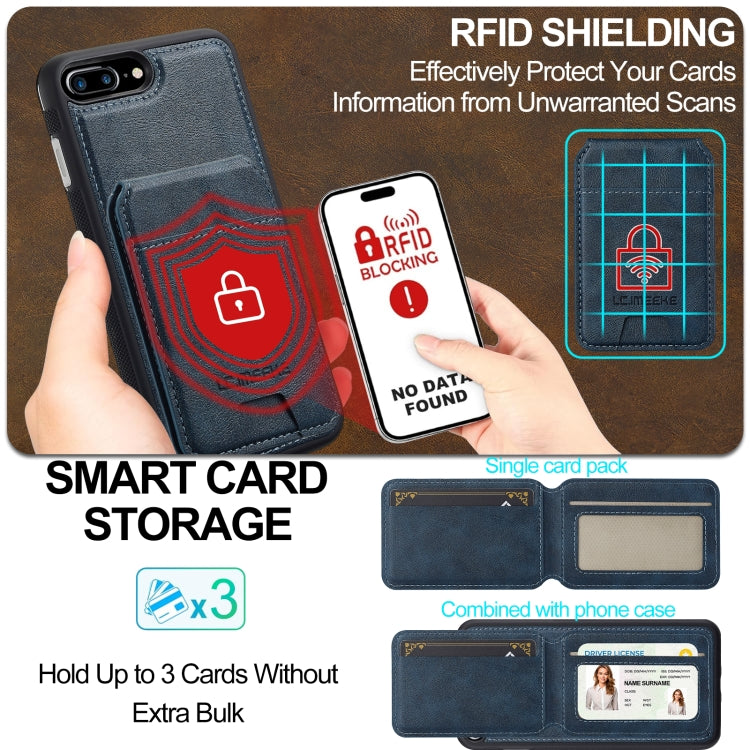 For iPhone 16e LC.IMEEKE L3 Series Detachable RFID Card Bag Magsafe Phone Case(Blue) - free shipping - PMC TechLife - Order now!