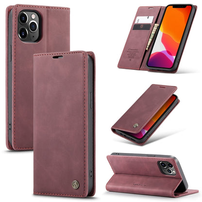 For iPhone 12 Pro Max CaseMe-013 Multifunctional Retro Frosted Horizontal Flip Leather Case with Card Slot & Holder & Wallet(Wine Red) - iPhone 12 Pro Max Cases by CaseMe | Online Shopping South Africa | PMC Jewellery | Buy Now Pay Later Mobicred