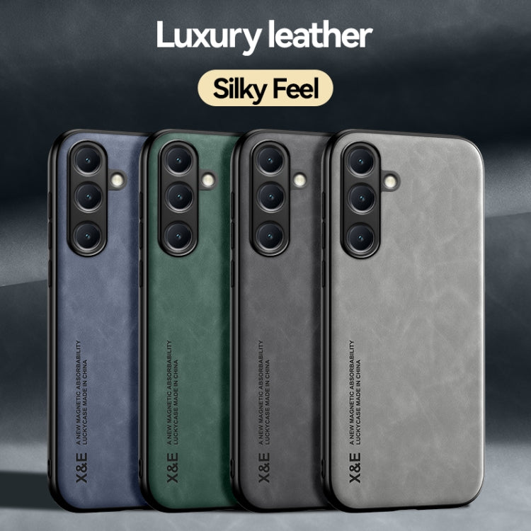 For Samsung Galaxy S25+ 5G Skin Feel Magnetic Leather Back Phone Case(Dark Grey) - Galaxy S25+ 5G Cases by PMC Jewellery | Online Shopping South Africa | PMC Jewellery | Buy Now Pay Later Mobicred