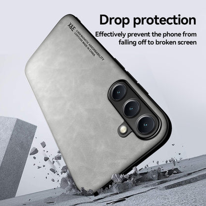 For Samsung Galaxy S25 Ultra 5G Skin Feel Magnetic Leather Back Phone Case(Light Grey) - Galaxy S25 Ultra 5G Cases by PMC Jewellery | Online Shopping South Africa | PMC Jewellery | Buy Now Pay Later Mobicred