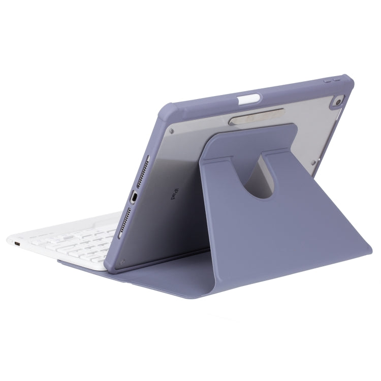 For iPad Pro 11 2024 L13-AS 360 Rotation Acrylic Transparent Bluetooth Keyboard Leather Case With Touch Control / Backlight(Purple) - For iPad Pro by PMC Jewellery | Online Shopping South Africa | PMC Jewellery | Buy Now Pay Later Mobicred