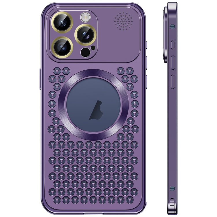 For iPhone 16 Pro Spring Buckle MagSafe Magnetic Metal Aromatherapy Phone Case(Purple) - free shipping - PMc TechLife - Order now!