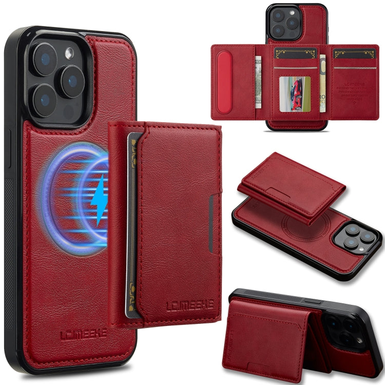 For iPhone 16 Pro LC.IMEEKE L5 Series Detachable RFID Card Bag Magsafe Phone Case(Red) - iPhone 16 Pro Cases by LC.IMEEKE | Online Shopping South Africa | PMC Jewellery | Buy Now Pay Later Mobicred