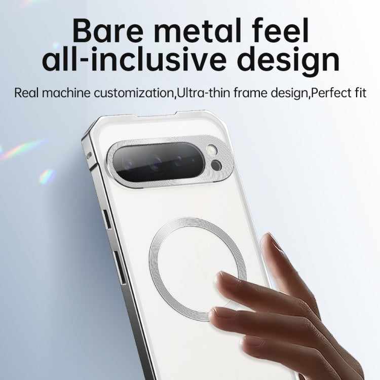 For Google Pixel 8 Irregular Alloy Frame Fosted Translucent MagSafe Phone Case(Black) - Google Cases by PMC TechLife | Online Shopping South Africa | PMC TechLife | Buy Now Pay Later Mobicred