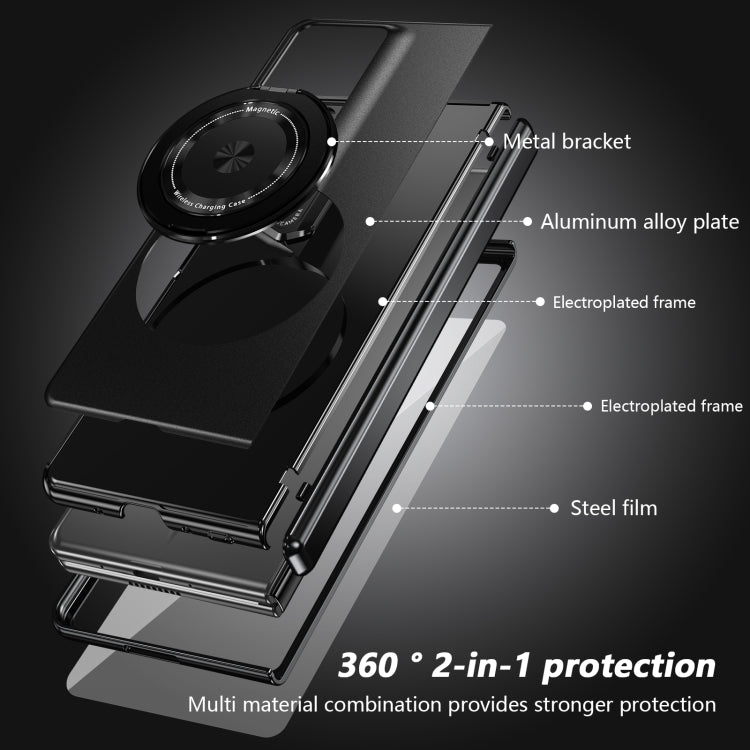 For Honor Magic V2 RSR Porsche Design Gold Medal Rotating Folding Series Ring Holder Phone Case(Black) - Honor Cases by PMC TechLife | Online Shopping South Africa | PMC TechLife | Buy Now Pay Later Mobicred