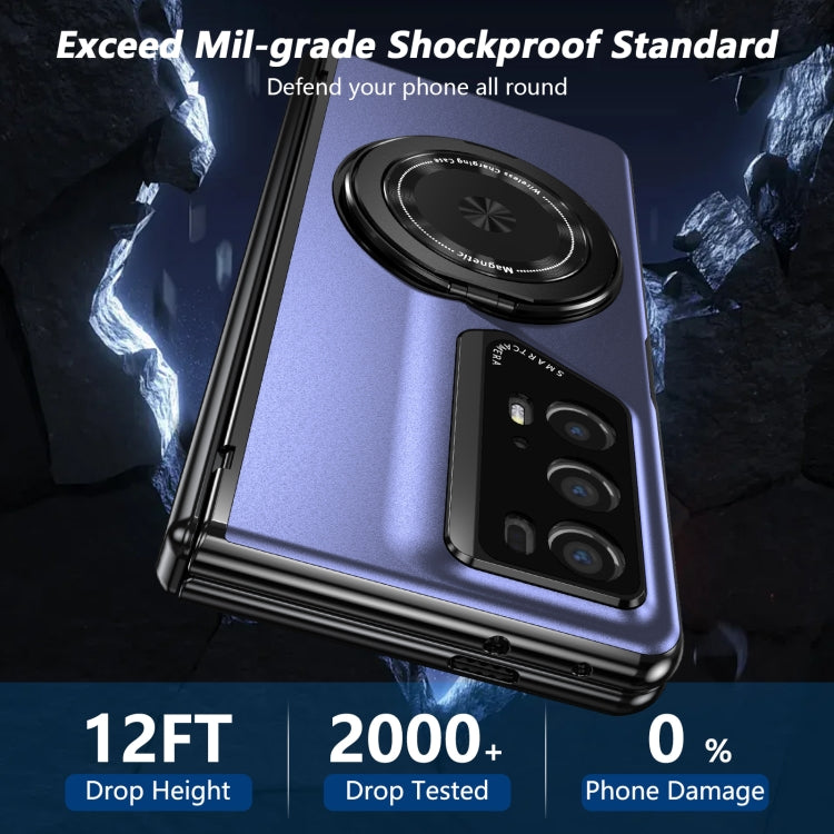 For Honor Magic V2 RSR Porsche Design Gold Medal Rotating Folding Series Ring Holder Phone Case(Blue) - Honor Cases by PMC TechLife | Online Shopping South Africa | PMC TechLife | Buy Now Pay Later Mobicred