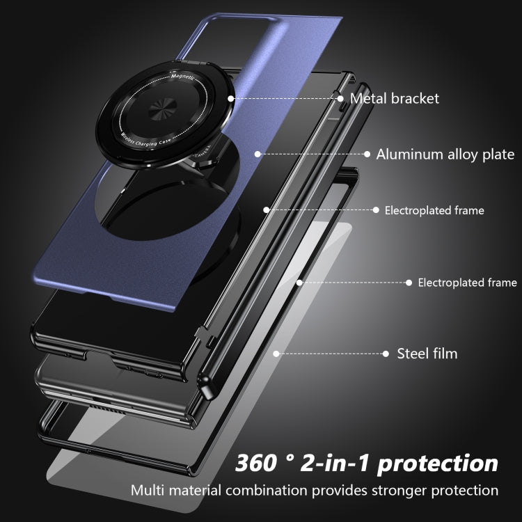 For Honor Magic V2 RSR Porsche Design Gold Medal Rotating Folding Series Ring Holder Phone Case(Blue) - Honor Cases by PMC TechLife | Online Shopping South Africa | PMC TechLife | Buy Now Pay Later Mobicred