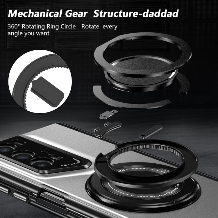 For Honor Magic V2 RSR Porsche Design Gold Medal Rotating Folding Series Ring Holder Phone Case(Silver) - Honor Cases by PMC TechLife | Online Shopping South Africa | PMC TechLife | Buy Now Pay Later Mobicred