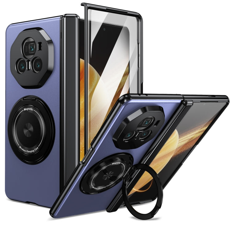 For Honor Magic V3 Gold Medal Rotating Folding Series Ring Holder Phone Case(Blue) - Honor Cases by PMC TechLife | Online Shopping South Africa | PMC TechLife | Buy Now Pay Later Mobicred