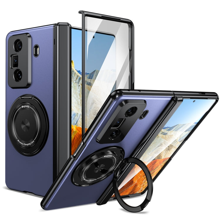 For Honor Magic Vs3 Gold Medal Rotating Folding Series Ring Holder Phone Case(Blue) - Honor Cases by PMC TechLife | Online Shopping South Africa | PMC TechLife | Buy Now Pay Later Mobicred