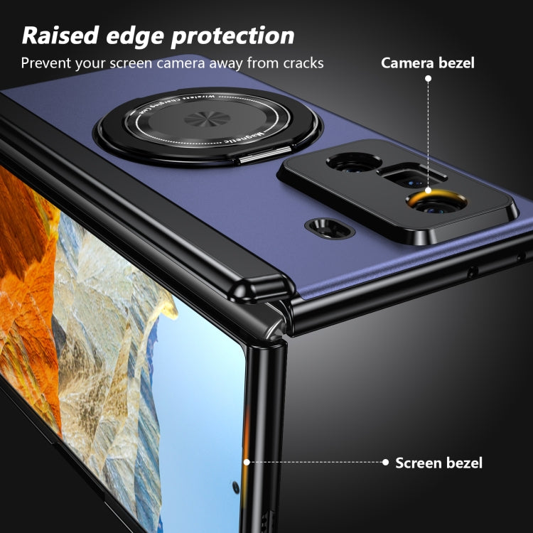 For Honor Magic Vs3 Gold Medal Rotating Folding Series Ring Holder Phone Case(Blue) - Honor Cases by PMC TechLife | Online Shopping South Africa | PMC TechLife | Buy Now Pay Later Mobicred