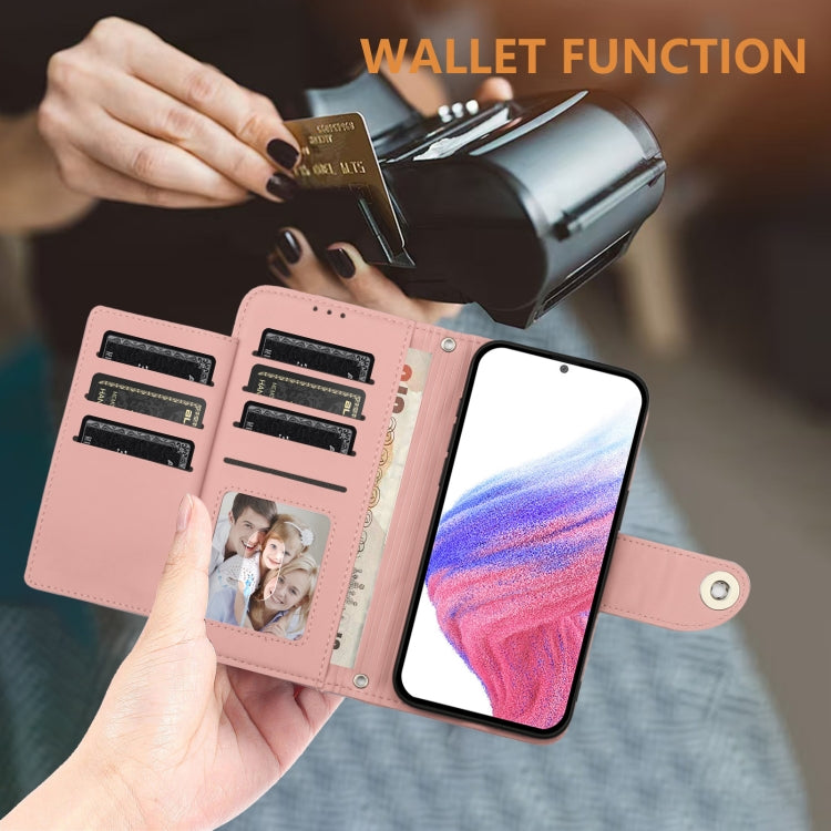 For Doogee N55 Plus Rhombic Texture Flip Leather Phone Case with Lanyard(Coral Pink) - Doogee Cases by PMC TechLife | Online Shopping South Africa | PMC TechLife | Buy Now Pay Later Mobicred