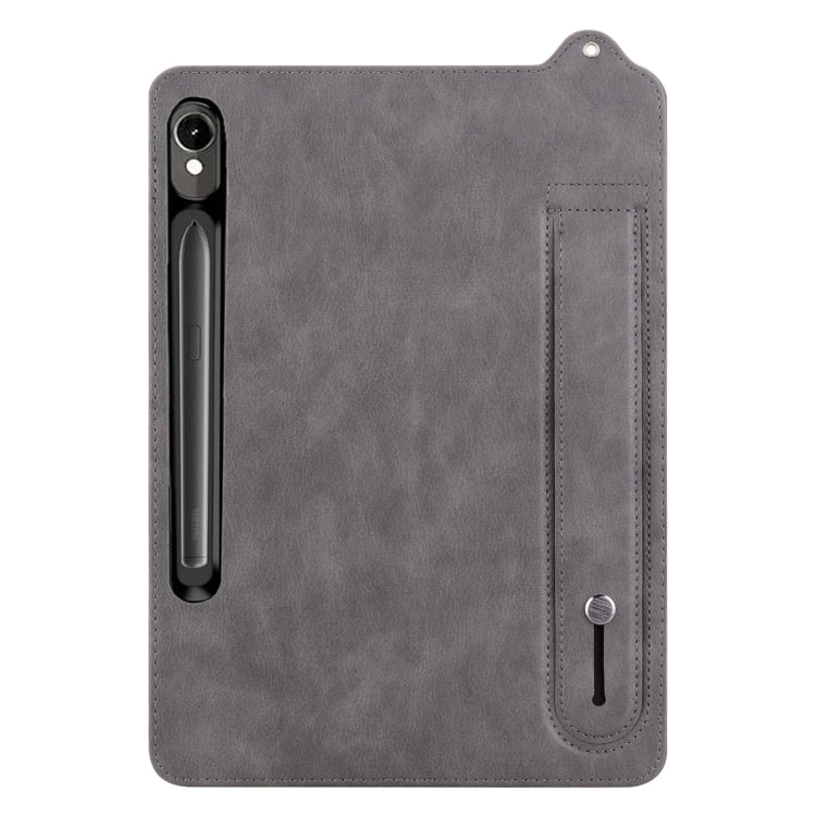 For Samsung Galaxy Tab S10 / S9 / S8 / S7 TPU Leather Back Tablet Case with Wristband(Grey) - Tab S10 Cases by PMC Jewellery | Online Shopping South Africa | PMC Jewellery | Buy Now Pay Later Mobicred