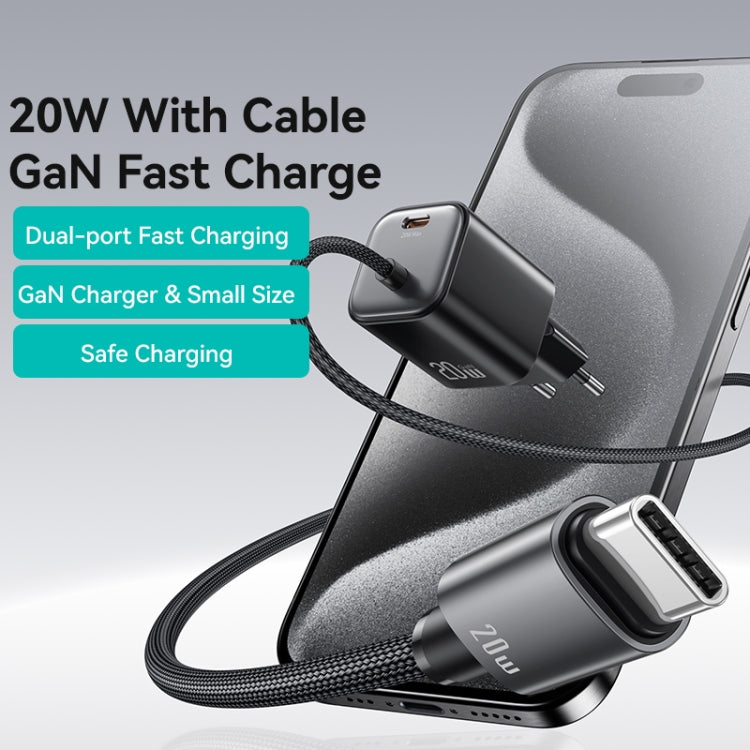 USAMS CC261 20W GaN Mini Type-C / USB-C Dual Port Fast Charger with Cable, EU Plug(White) - free shipping - PMC TechLife - Order now!