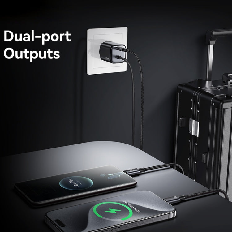 USAMS CC264 30W GaN Mini Type-C / USB-C Dual Port Fast Charger with Cable, EU Plug(Black) - free shipping - PMC TechLife - Order now!