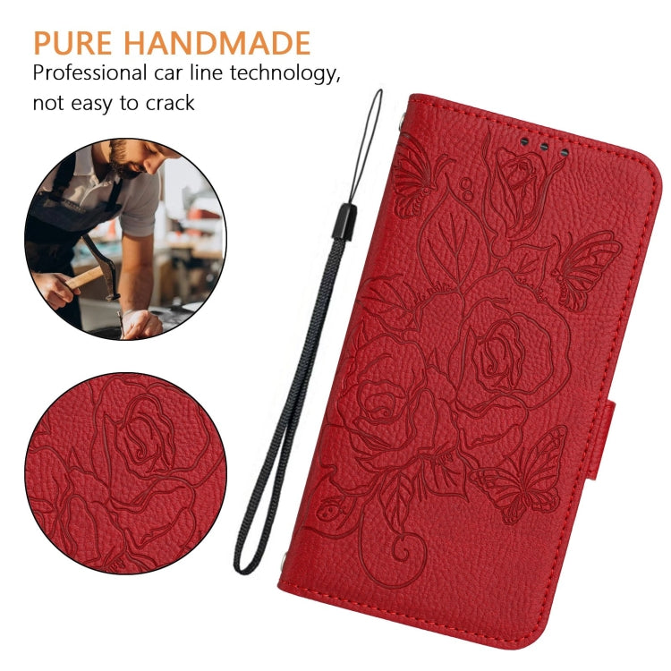 For Doogee N55 Plus Embossed Rose RFID Anti-theft Leather Phone Case(Red) - More Brand by PMC TechLife | Online Shopping South Africa | PMC TechLife | Buy Now Pay Later Mobicred