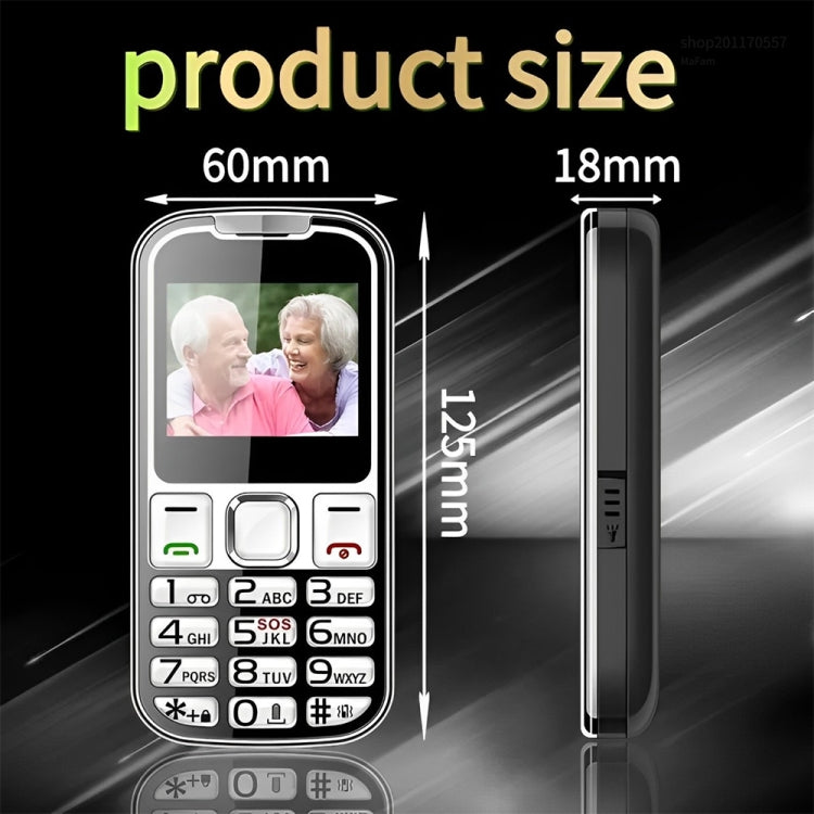 W26 Elder Keypad Phone, 2.2 inch, 6800mAh, 21 Keys, SOS, FM, Dual SIM, GSM, Plug:US Plug(Black) - Others by PMC Jewellery | Online Shopping South Africa | PMC Jewellery | Buy Now Pay Later Mobicred