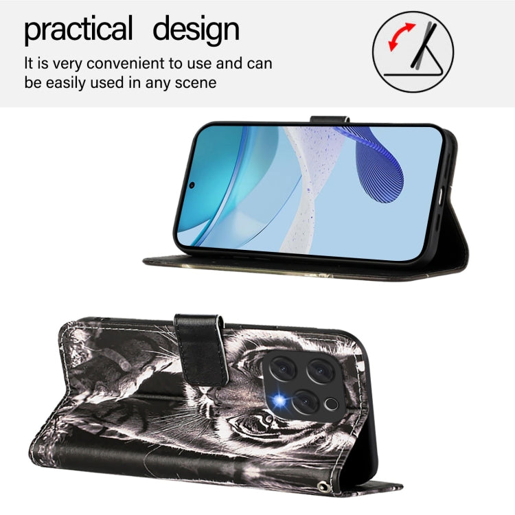 For Doogee N55 Plus Colored Drawing Pattern Plain Weave Leather Phone Case(Black And White Tiger) - free shipping - PMC TechLife - Order now!