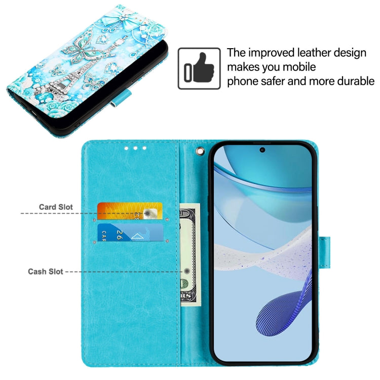 For Doogee N55 Plus Colored Drawing Pattern Plain Weave Leather Phone Case(Tower Butterfly) - More Brand by PMC TechLife | Online Shopping South Africa | PMC TechLife | Buy Now Pay Later Mobicred