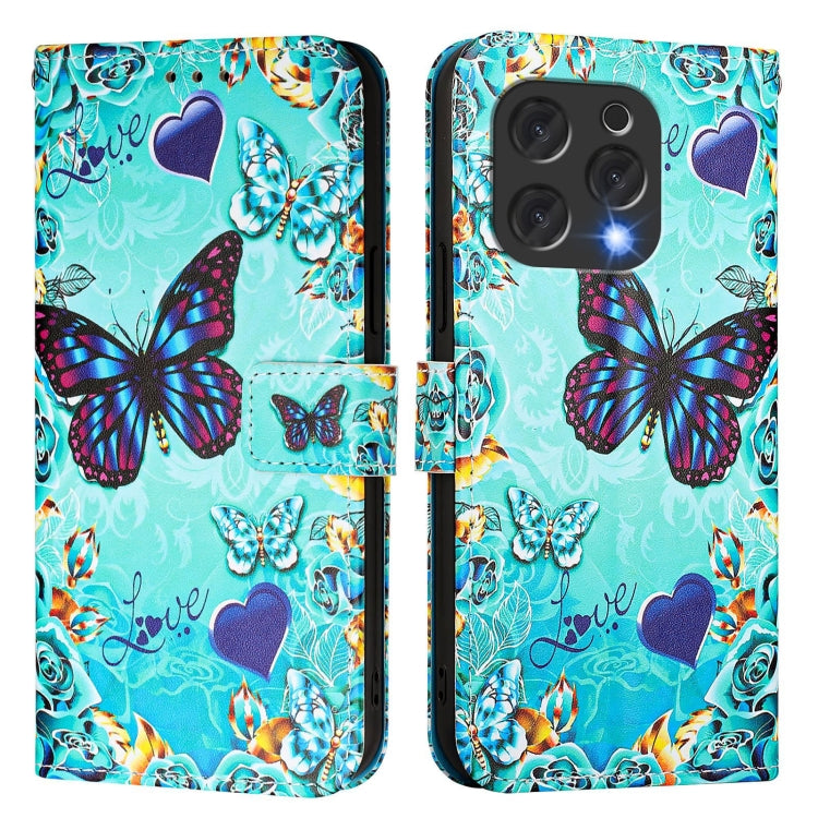 For Doogee N55 Plus Colored Drawing Pattern Plain Weave Leather Phone Case(Love Butterfly) - More Brand by PMC TechLife | Online Shopping South Africa | PMC TechLife | Buy Now Pay Later Mobicred