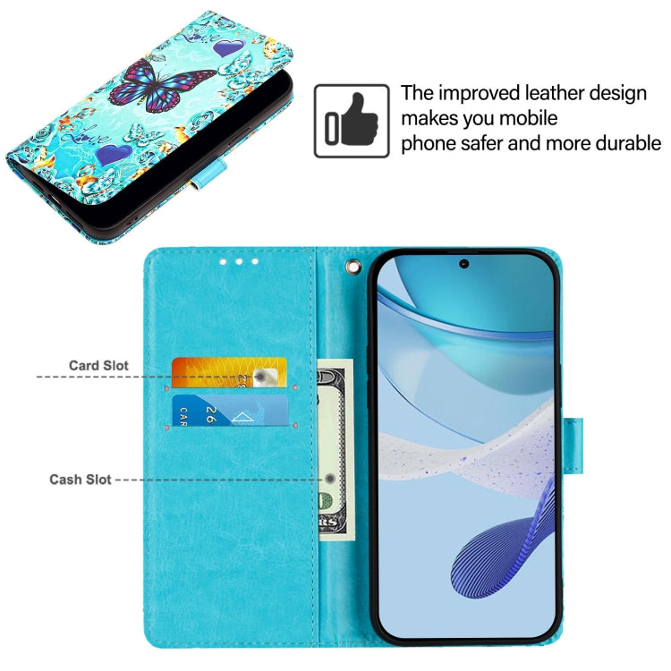 For Doogee N55 Plus Colored Drawing Pattern Plain Weave Leather Phone Case(Love Butterfly) - More Brand by PMC TechLife | Online Shopping South Africa | PMC TechLife | Buy Now Pay Later Mobicred