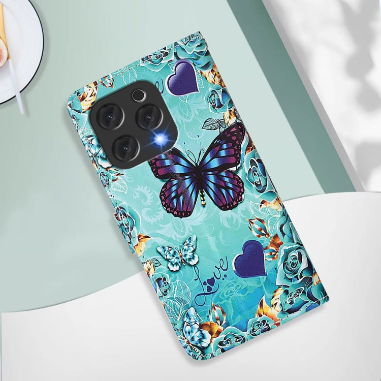 For Doogee N55 Plus Colored Drawing Pattern Plain Weave Leather Phone Case(Love Butterfly) - More Brand by PMC TechLife | Online Shopping South Africa | PMC TechLife | Buy Now Pay Later Mobicred