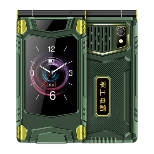 M7+ 4G Dual Screen Flip Elder Rugged Phone, 2.8 inch Inner, 2.4 inch Outer, 6800mAh Battery, 24 Keys, Flashlight, Network: 4G, Dual SIM, SOS, Plug:US Plug(Green) - Others by PMC Jewellery | Online Shopping South Africa | PMC Jewellery | Buy Now Pay Later Mobicred