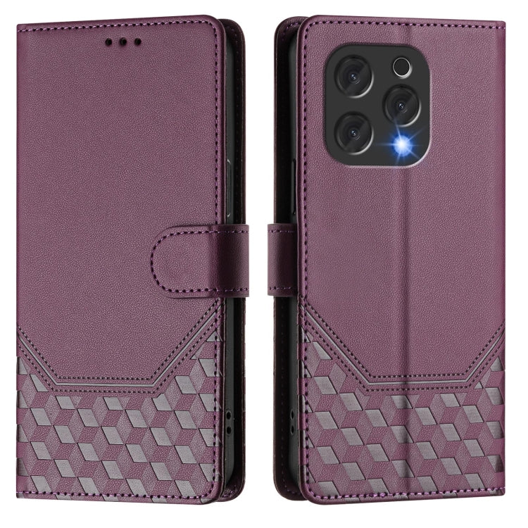 For Doogee N55 Plus Honeycomb Embossing RFID Leather Phone Case(Violet) - More Brand by PMC TechLife | Online Shopping South Africa | PMC TechLife | Buy Now Pay Later Mobicred