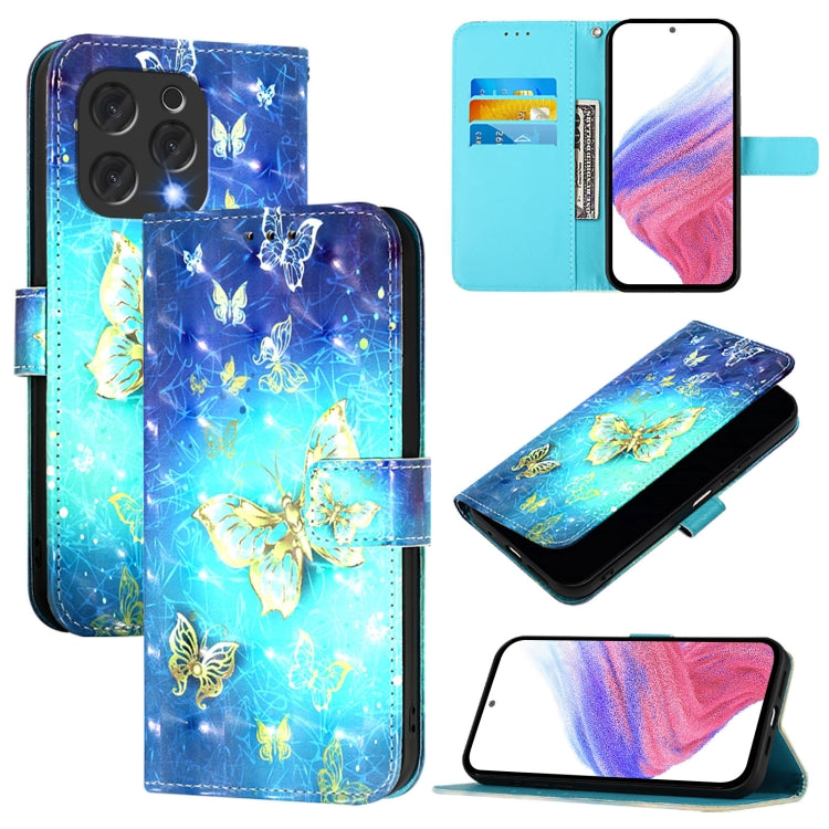 For Doogee N55 Plus 3D Painting Horizontal Flip Leather Phone Case(Golden Butterfly) - More Brand by PMC TechLife | Online Shopping South Africa | PMC TechLife | Buy Now Pay Later Mobicred