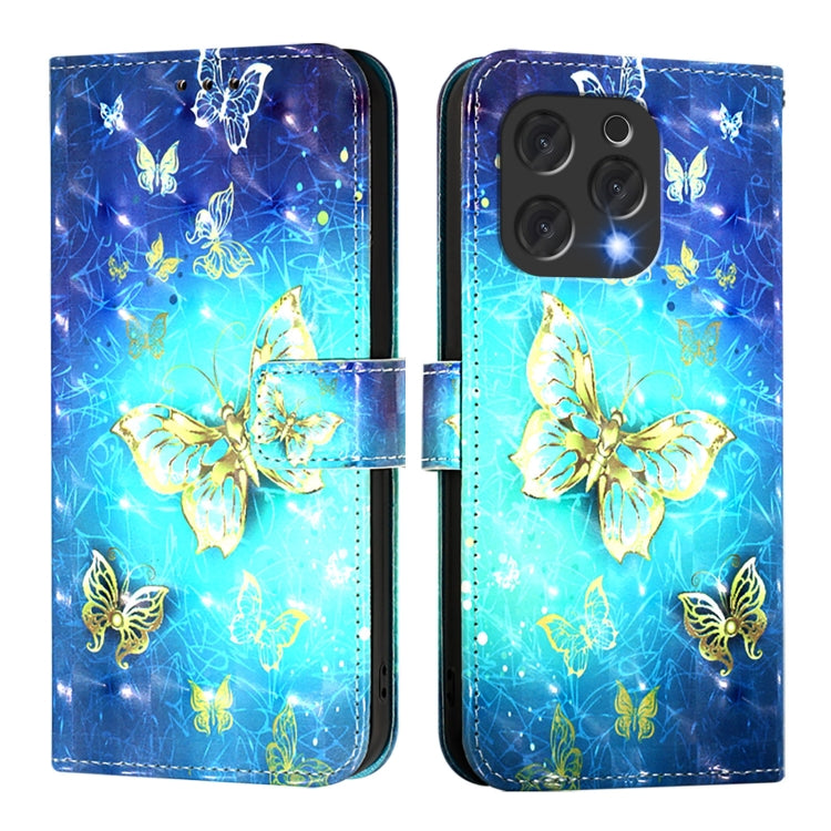 For Doogee N55 Plus 3D Painting Horizontal Flip Leather Phone Case(Golden Butterfly) - More Brand by PMC TechLife | Online Shopping South Africa | PMC TechLife | Buy Now Pay Later Mobicred