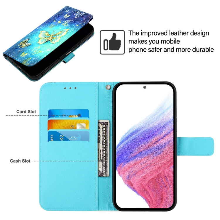 For Doogee N55 Plus 3D Painting Horizontal Flip Leather Phone Case(Golden Butterfly) - More Brand by PMC TechLife | Online Shopping South Africa | PMC TechLife | Buy Now Pay Later Mobicred