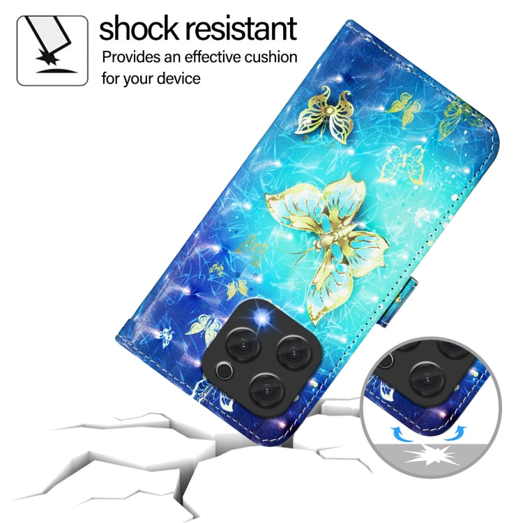 For Doogee N55 Plus 3D Painting Horizontal Flip Leather Phone Case(Golden Butterfly) - More Brand by PMC TechLife | Online Shopping South Africa | PMC TechLife | Buy Now Pay Later Mobicred