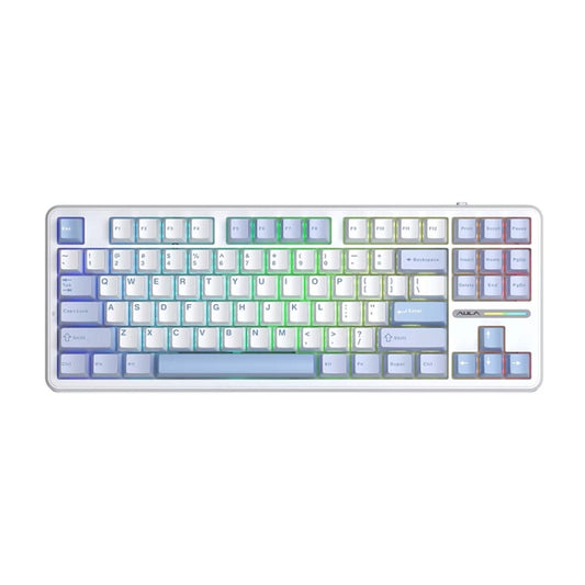 AULA F87 87 Keys Wired/2.4G/Bluetooth Three Model Customized RGB Mechanical Keyboard(Sea Salt Blue) - Wireless Keyboard by AULA | Online Shopping South Africa | PMC Jewellery | Buy Now Pay Later Mobicred