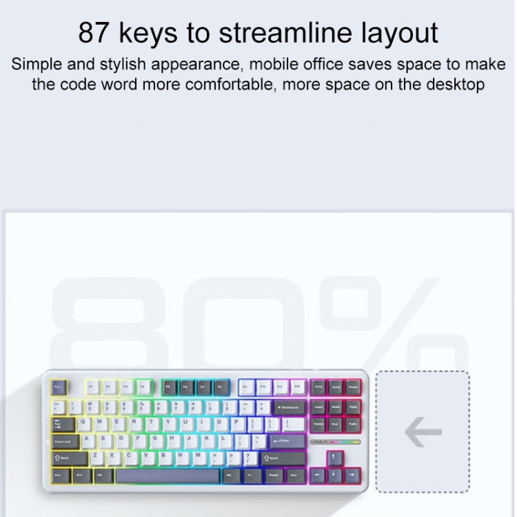 AULA F87 87 Keys Wired/2.4G/Bluetooth Three Model Customized RGB Mechanical Keyboard(Sea Salt Blue) - free shipping - PMC TechLife - Order now!